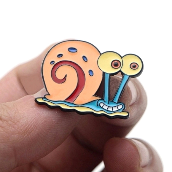 Cute enamel "Gary the Snail" push Lapel pin. - Picture 2 of 7